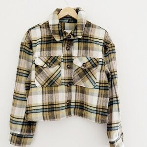 Bagatelle Wool Blend Cropped Plaid Shacket Jacket Size XL